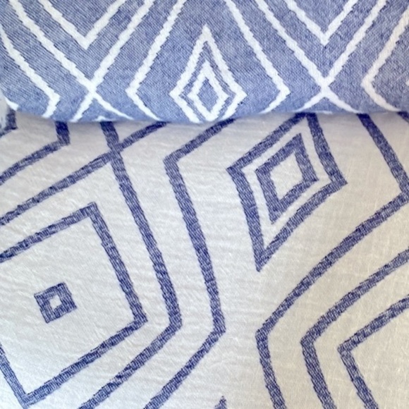 Free Form Diamonds Wrap Scarf Versatile Textile Blue Jacquard Loom Hand Crafted - Picture 10 of 11